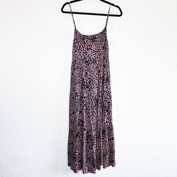 Stillwater Memz Pebbles Pink Cheetah Leopard Print Tiered Leg Slit Maxi Dress XS - Picture 13 of 13